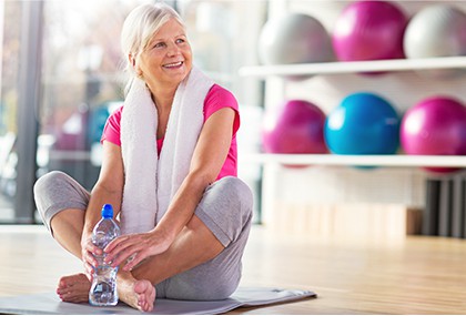 Grandmother doing yoga