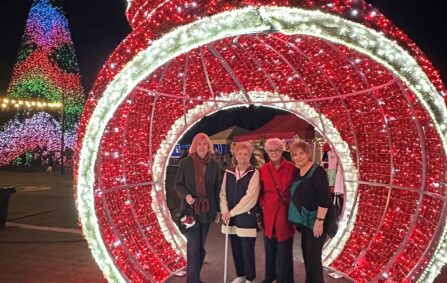 Residents inside a giant ornament